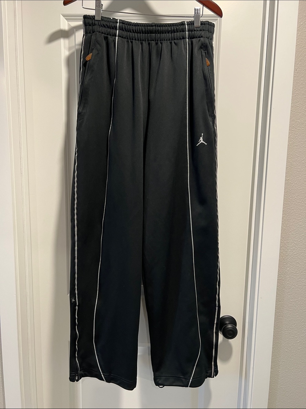 Jordan Men’s Black Track Pants with White Piping Size XL